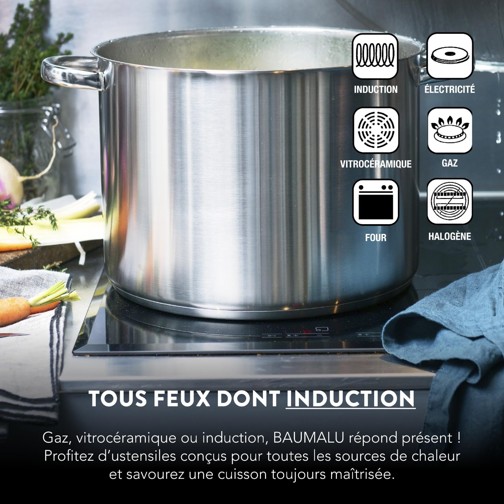 Mijoteuse haute 32 cm + couvercle verre - 10 Lt - fonte aluminium CERAMIQUE