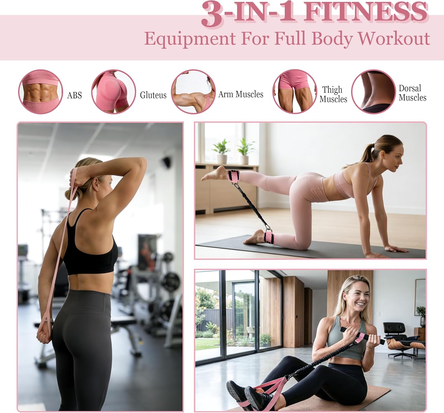 HIMSPORNER Adjustable Pedal Resistance Band with Handle, Ankle Resistance Bands with Cuffs, Figure 8 Resistance Band, Exercise Equipment for Waist, Arm, Core/ABS, Leg, Physical Therapy, Yoga, Pilates