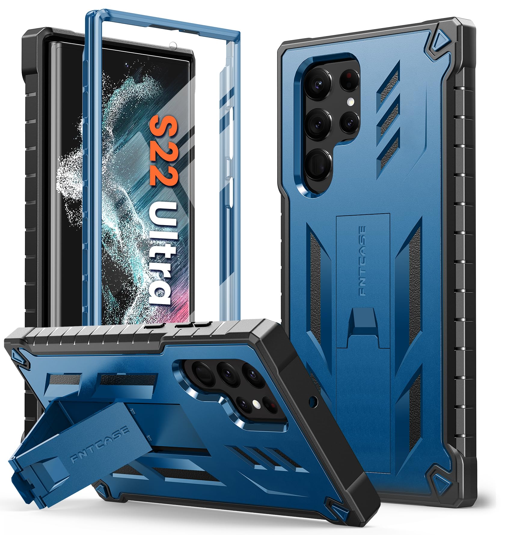 Photo 1 of FNTCASE Blue Case for Samsung Galaxy S22 Ultra with Screen Protector
