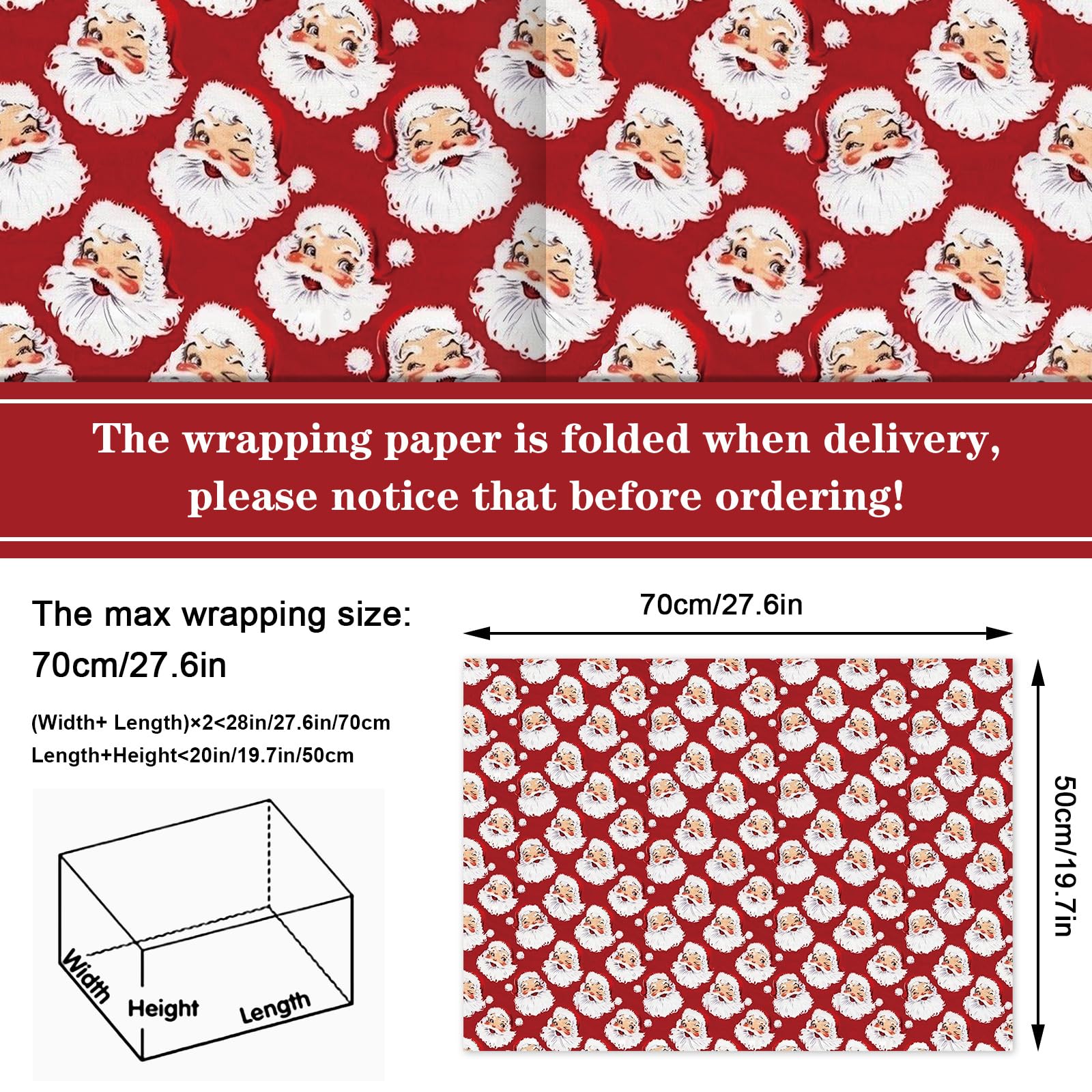 JarThenaAMCS Weihnachts-Geschenkpapier, 12 Bögen, keine Rolle, roter Weihnachtsmann, Schneemann, Geschenkpapier, flach gefaltet, saisonales Kunstpapier für Winter, Weihnachten, Geburtstag, Babyparty,