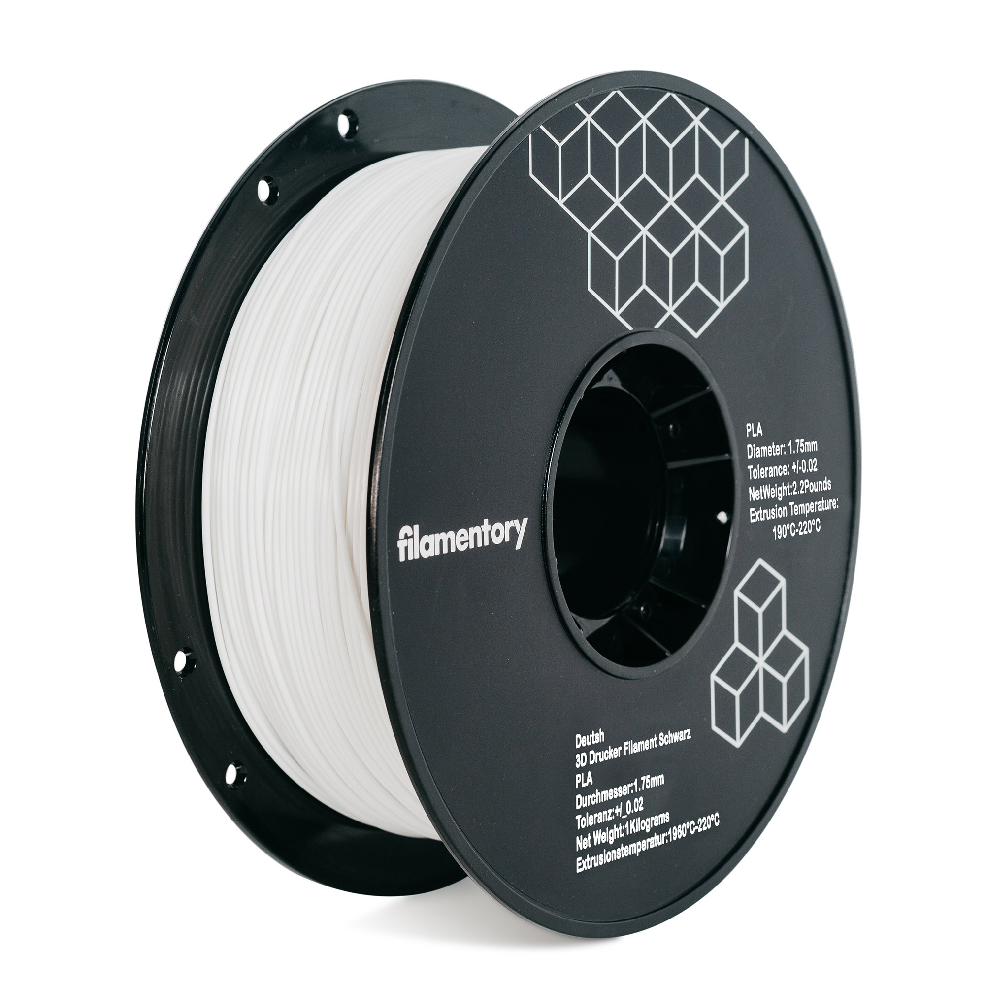 Filamentory White PLA 1.75 3D Printer Filament, Dimensional Accuracy +/- 0.02 mm, 1 kg Spool, 1.75 mm - 2.2 LBS WHT PLA