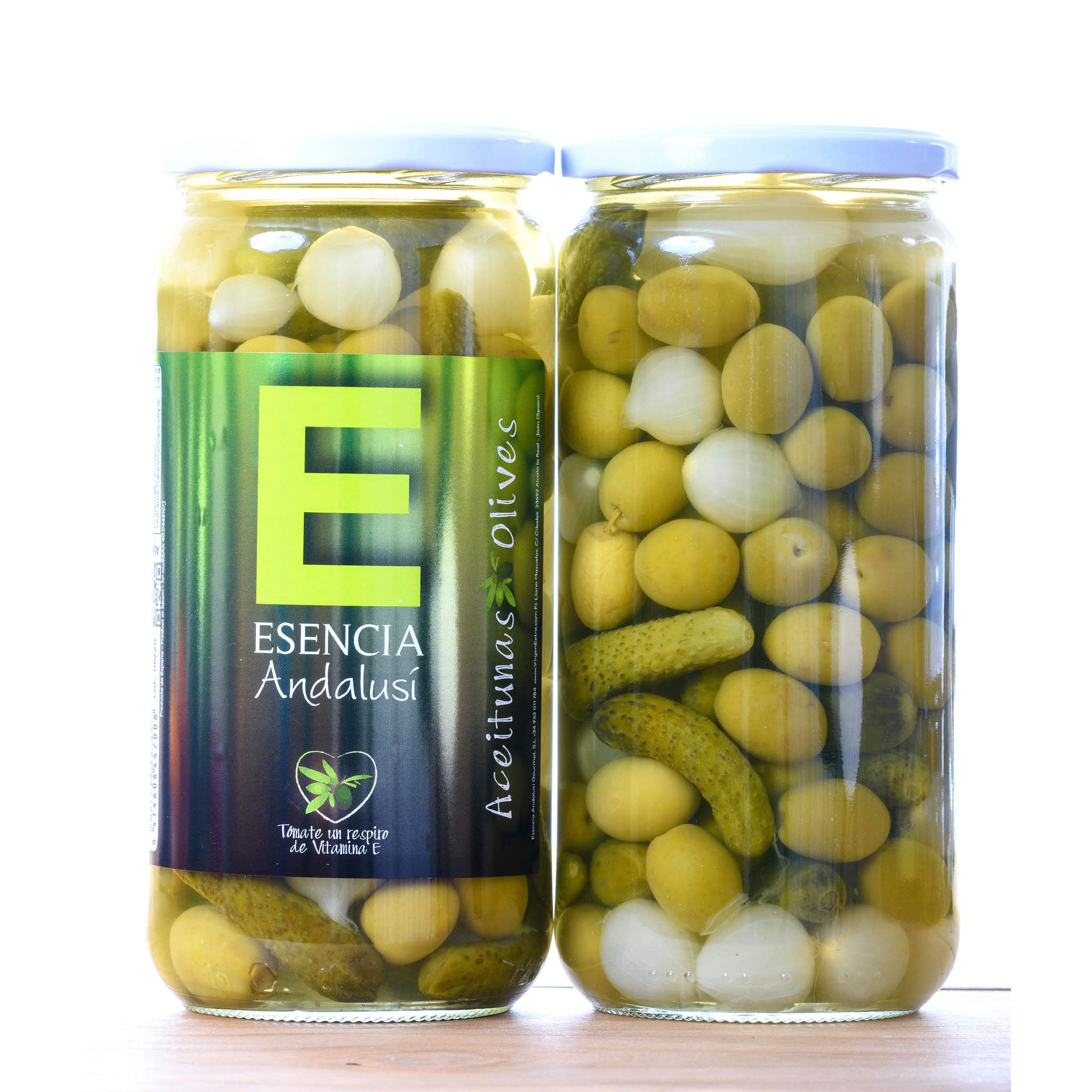Encurtidos Cocktail de Aceitunas Pepinillos y Cebollitas Sabor Anchoa de Jaén Tarro 700g