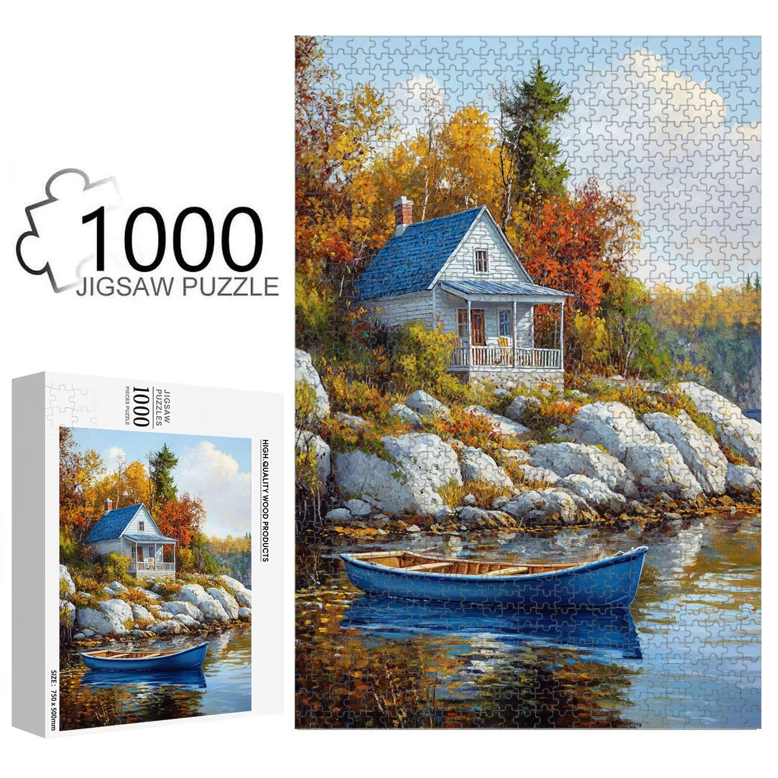 1000 elementów, puzzle dla dorosłych, jesień i krajobraz, drewniane puzzle 1T#1541 | Drewniana konstrukcja, precyzyjne cięcie, jasne kolory, statyczne hobby, relaks, dekoracja domu, prezent, 50 x 75 cm