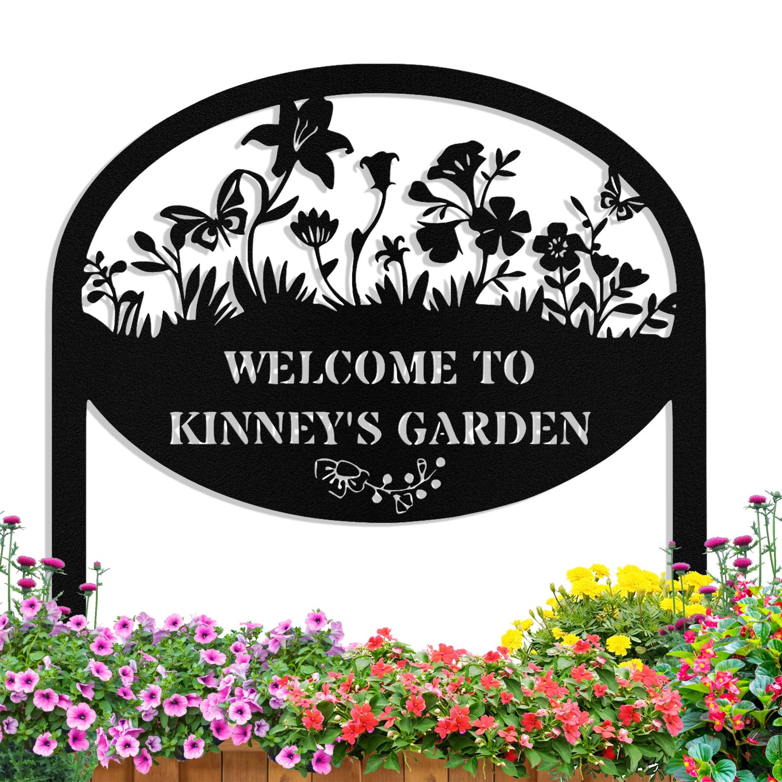 Personalized Metal Garden Signs with Stake, Custom Garden Signs for Outside