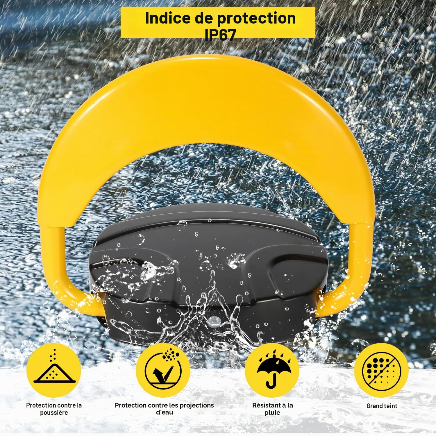 Barrière de parking avec télécommande, surveillance de parking automatique avec fonctions d'alarme, poteau de parking télécommandé anti-collision 180°, poteau rabattable
