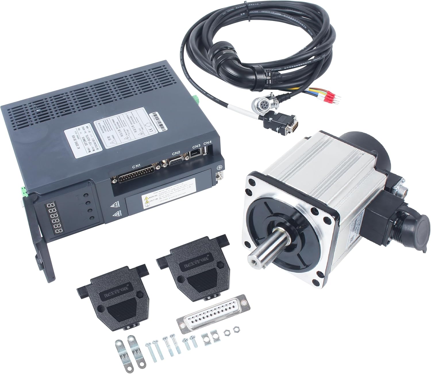 CNCTOPBAOS 1.5KW AC Servo Motor Kit,220V with Servo Driver System Controller Kit,with Encoder,Power Cable 1500W 2500rpm 5.73Nm ac servo kit for Industrial Robot/Cutting Machine/Medical Equipment 1500W without brake