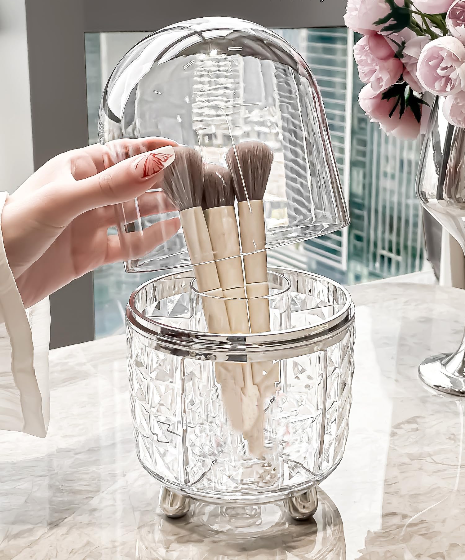 Amazon | GLAMFORT メイクブラシケース 蓋付き メイクブラシ収納