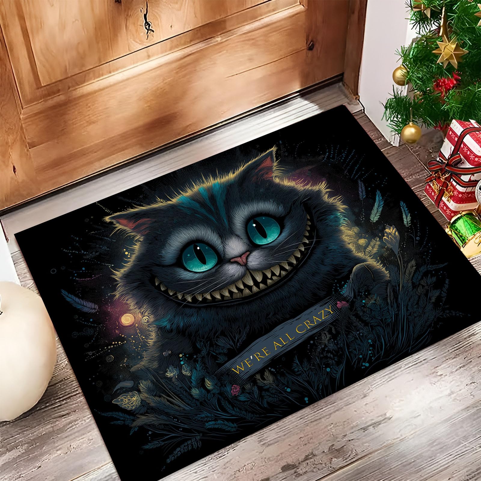 Tapis d'entrée doux lavable chat noir, paillasson anti-saleté 60x90cm