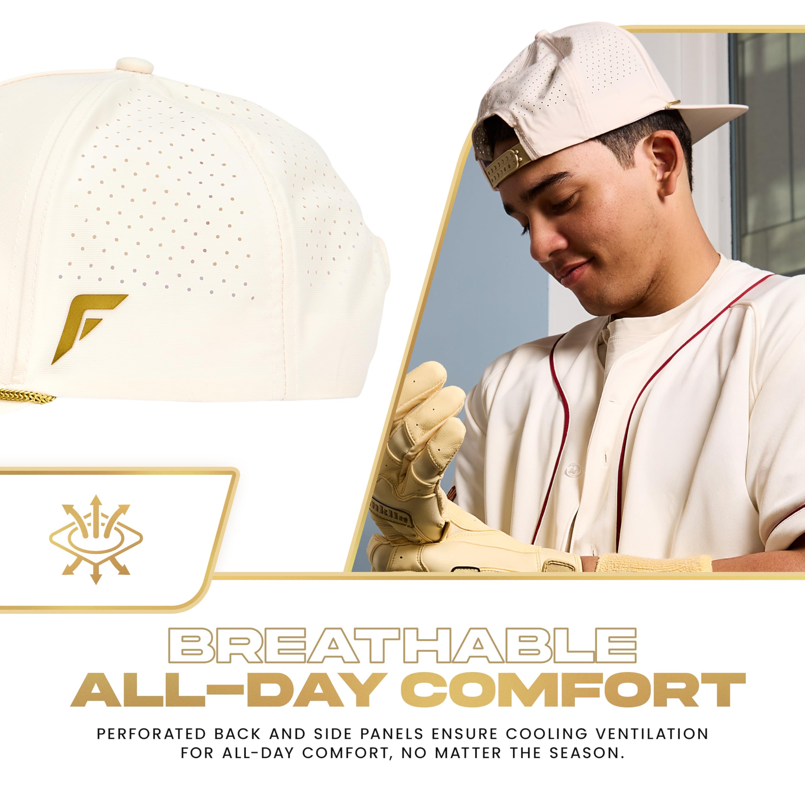 Franklin Sports Cappello da Baseball Snapback – Berretto da Baseball + Softball per Uomo e Donna – Cappello Sportivo per Adulti a 5 Pannelli – Cappello Fresco e Confortevole per Atleti – Vaniglia/Oro