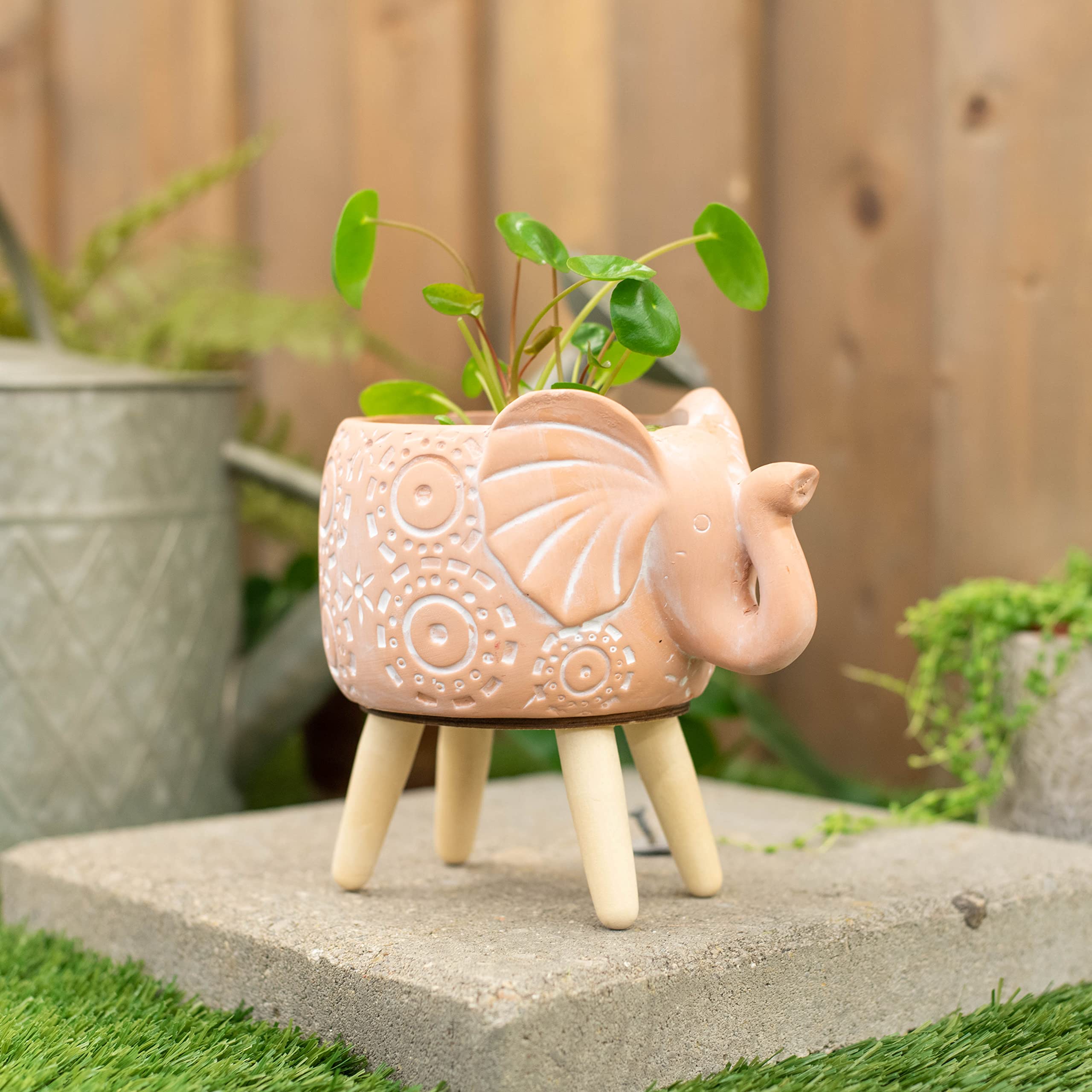 backsideworks PLANTNIC LOVE4 アート鉢　植木鉢 Amazon.com : Napco Circles Elephant 7.25 Inch Tall Natural and