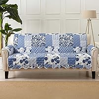 Vista 84 de Great Bay Home Funda reversible de patchwork para silla reclinable - Protector de muebles lavable con correas elásticas - Funda para sofá
