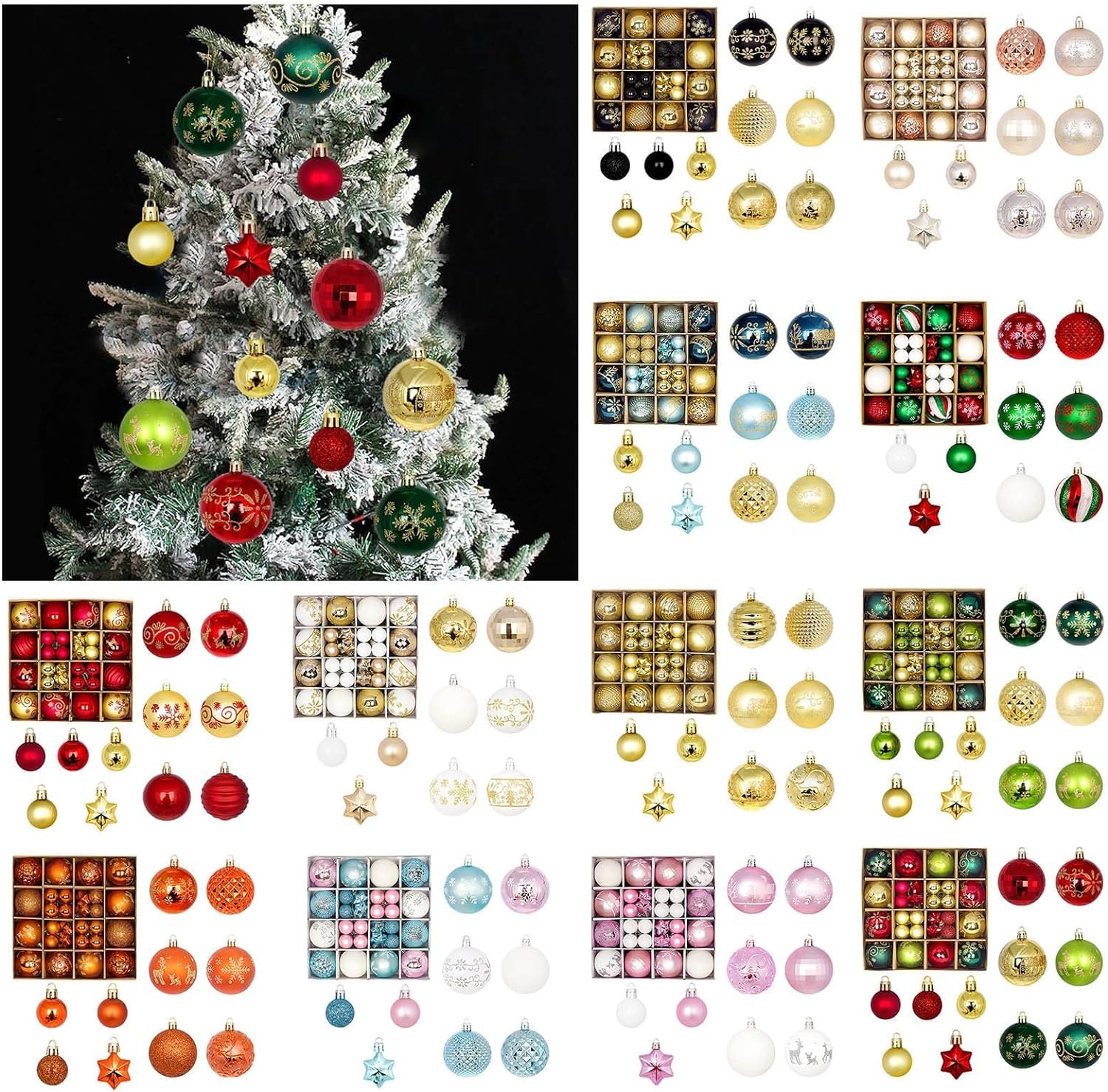Baumschmuck 44 Stück Weihnachtskugel-Ornamente, Bruchsicherer Weihnachtsbaumschmuck, Hängende Kugeln Für Weihnachten, Urlaub, Party, Dekoration Weihnachtskugeln(B)