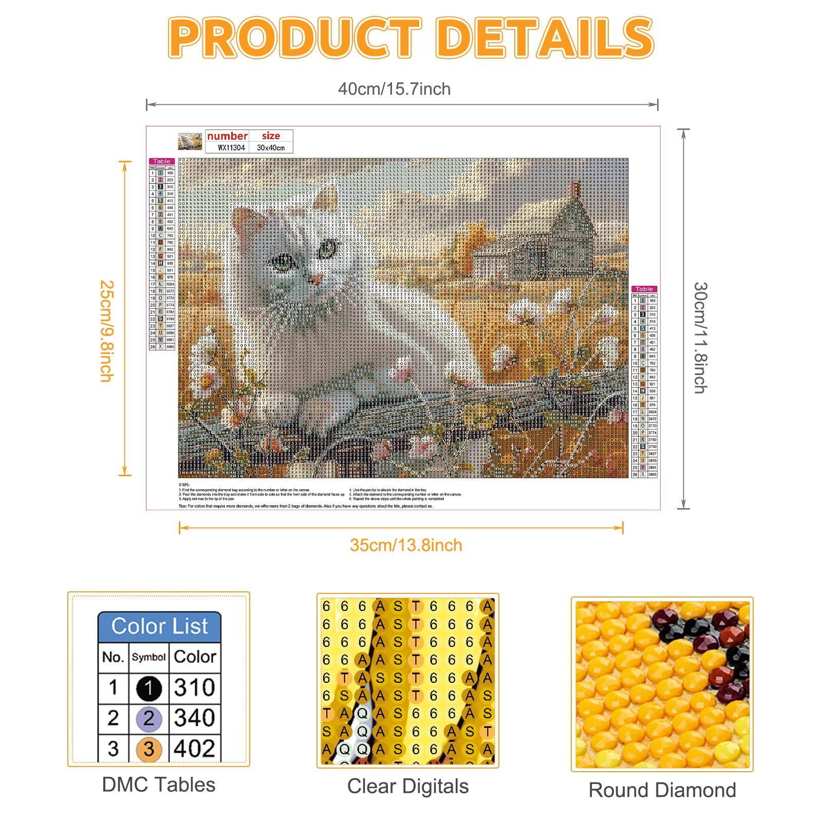 EOBROMD 2 Pack Chat Noir Peinture Diamant Adulte, 5D DIY