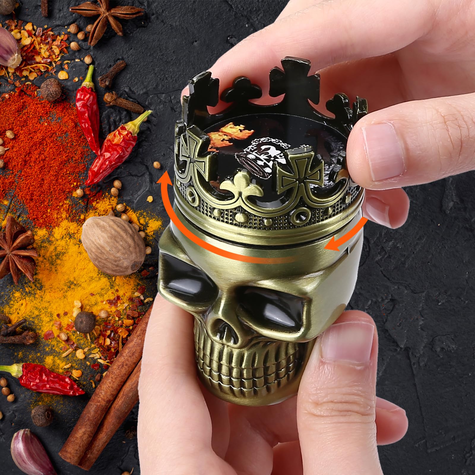 Grinder Cubanisto Tête De Mort 4 Parties En Alliage De Zinc - Noir, 40mm, Aimanté, Avec Petite Spatule - Pour Herbes Et épices Grinder Herbes Séchées Aimanté