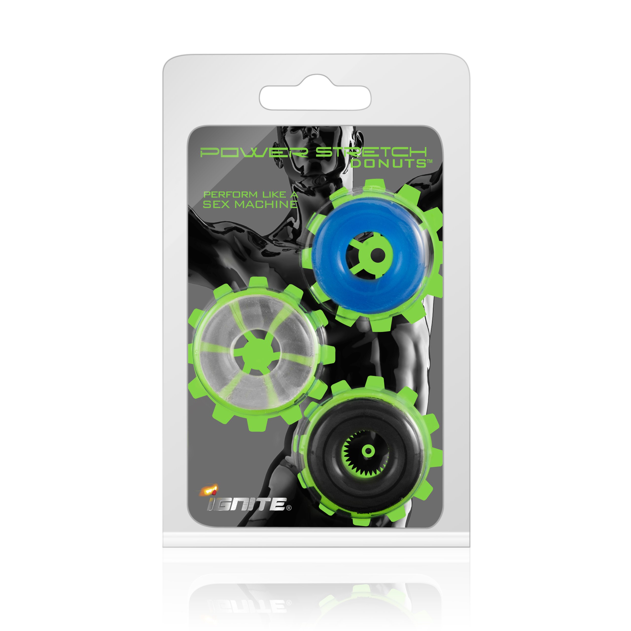 Ignite Power Stretch Donuts - Black/blue/clear Pack Of 3