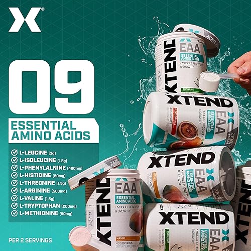 Miniatura 3 de Xtend Scivation - Polvo EAA + BCAA  Recuperación muscular y crecimiento muscular magro  9 aminoácidos esenciales para entrenamiento intra o