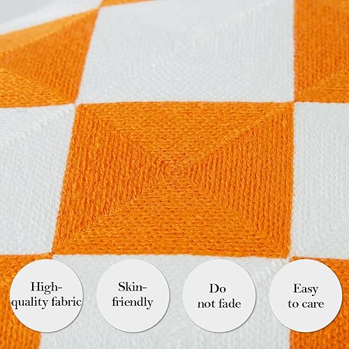 Miniatura 7 de GlowSol Funda de almohada a cuadros para sofá, dormitorio, funda de almohada bordada, moderna geométrica, funda de almohada de 20 x 20 pulgadas,