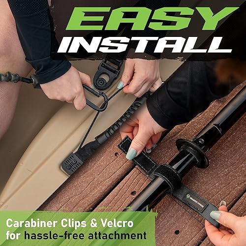 Miniatura 6 de Gradient Fitness 2 Pack Kayak Paddle Leash, 5-8 Feet Stretchable Paddle Strap with Carabiner Secure Leash Lanyard Rope for SUP Kayak Canoe Paddle