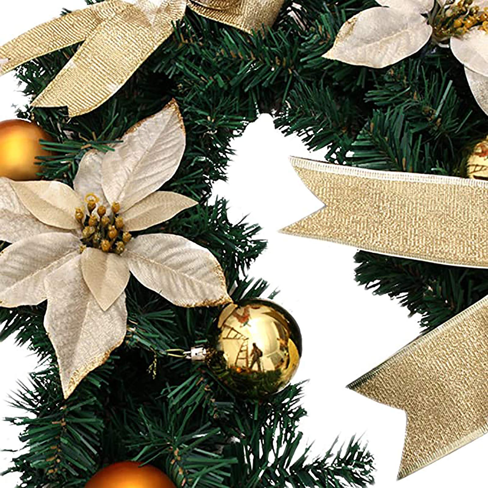 Decorazioni Natalizie (Oro), Scale caminetti Albero Giardino Ghirlanda Festiva, Ghirlanda Natalizia con Fiocco di Fiori, Ghirlanda Natalizia Verde 1PCS 6Ft, Decorazioni ghirlande Natalizie Art