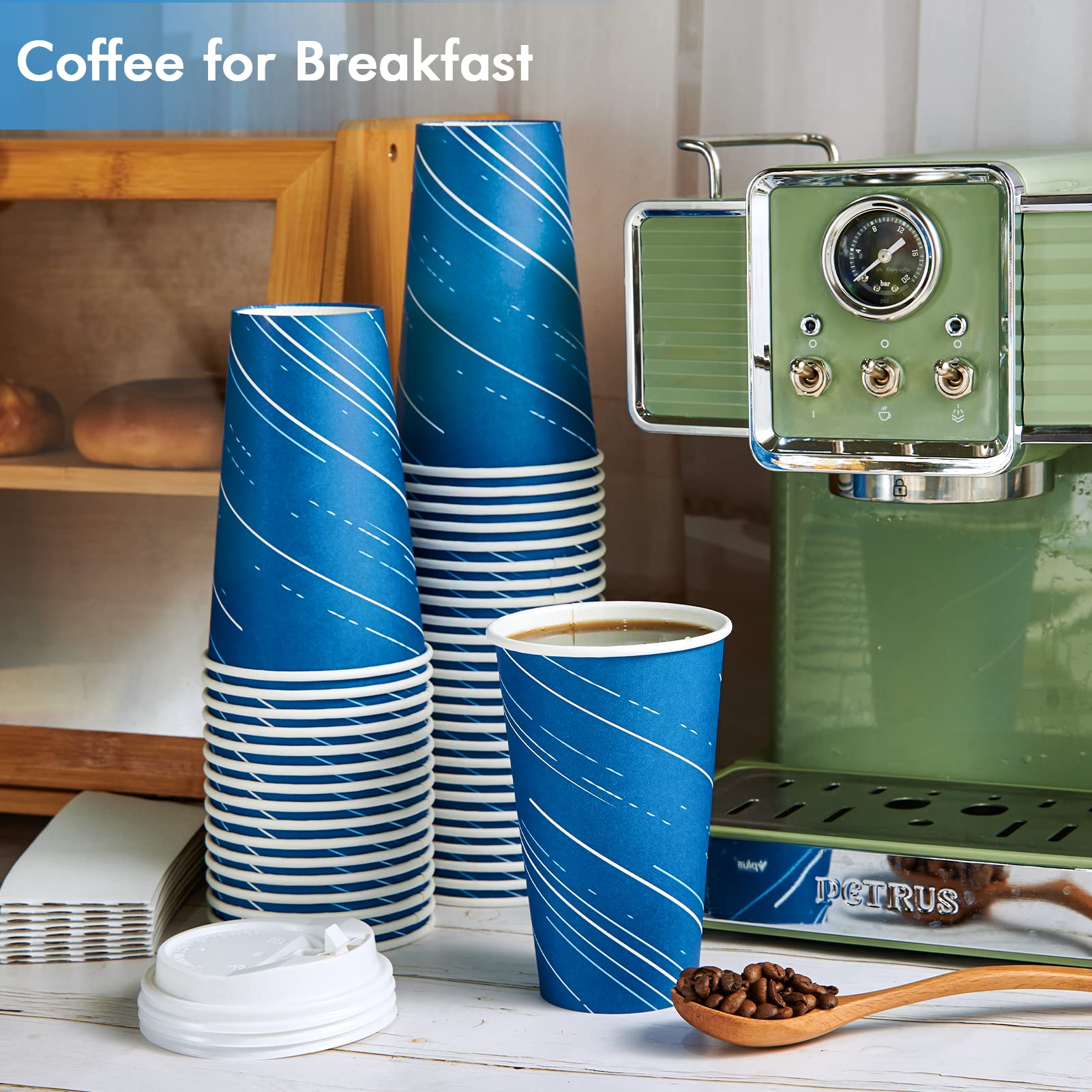 100 Pack 16 oz Paper Coffee Cups, Cold/Hot Drinking Cups, Disposable ...