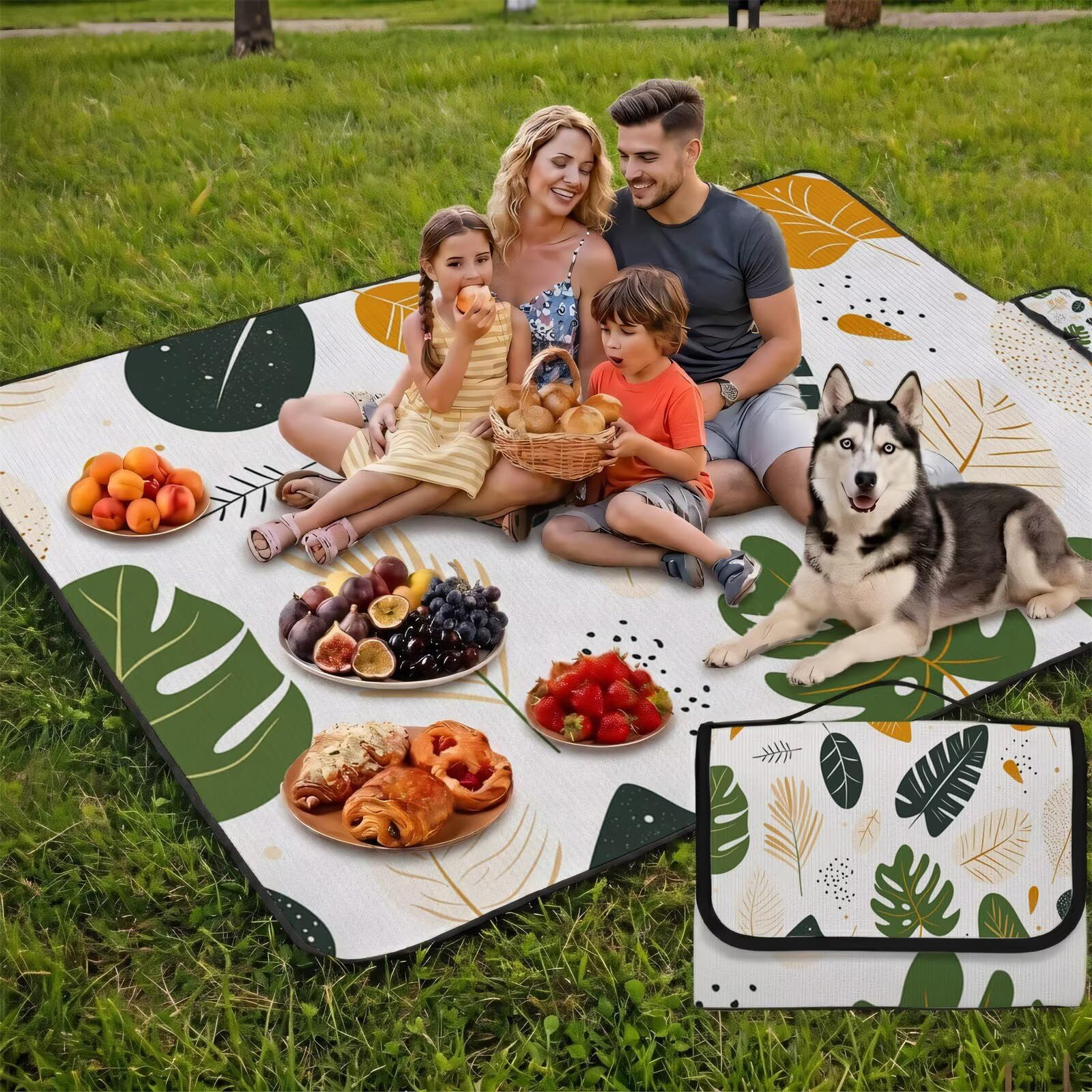 Coperta de Picnic 150x200 cm, Beige Manta Picnic Impermeable Anti-Sabbia Manta de Playa Pieghevole, Outdoor Picnic Blanket per Spiaggia, Camping, Giardino, Trekking - Arancione FZ-199