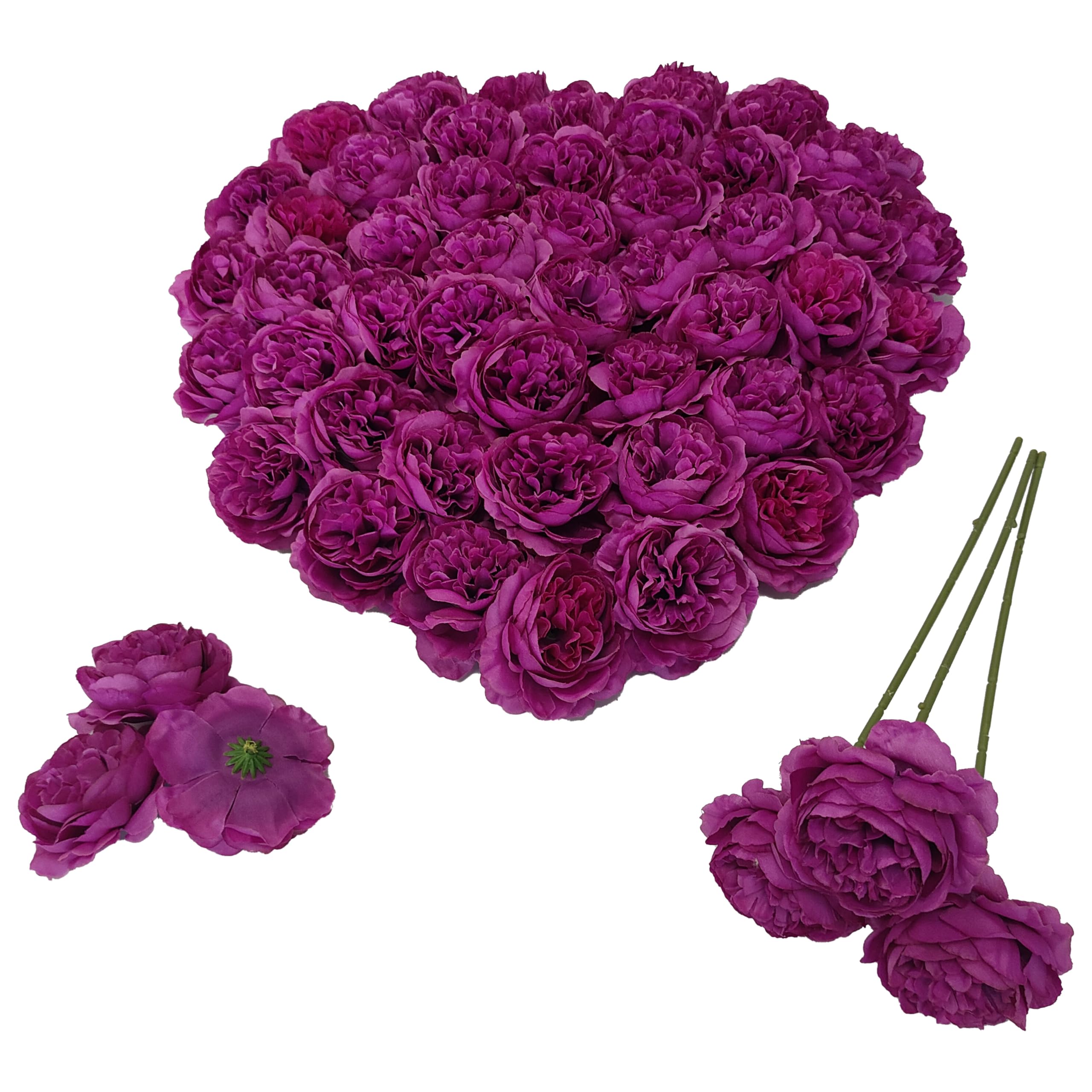 40 Pcs 3.3'' Fake Flower Heads for Craft,Rose Heads Artificial Flowers,Silk Rose Heads Bulk,Satin Rose Heads No Stem for DIY Flower Well,Crafts Bouquest (40, Purple)