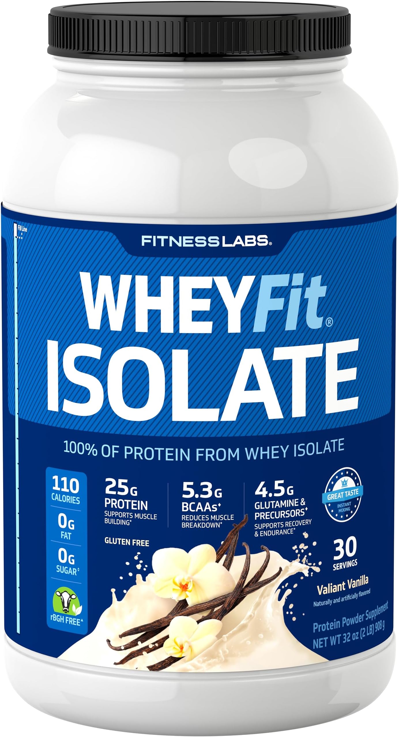 Fitness Labs WheyFit Isolate - 100% Whey Protein Isolate (2 Pounds, Creamy Vanilla)