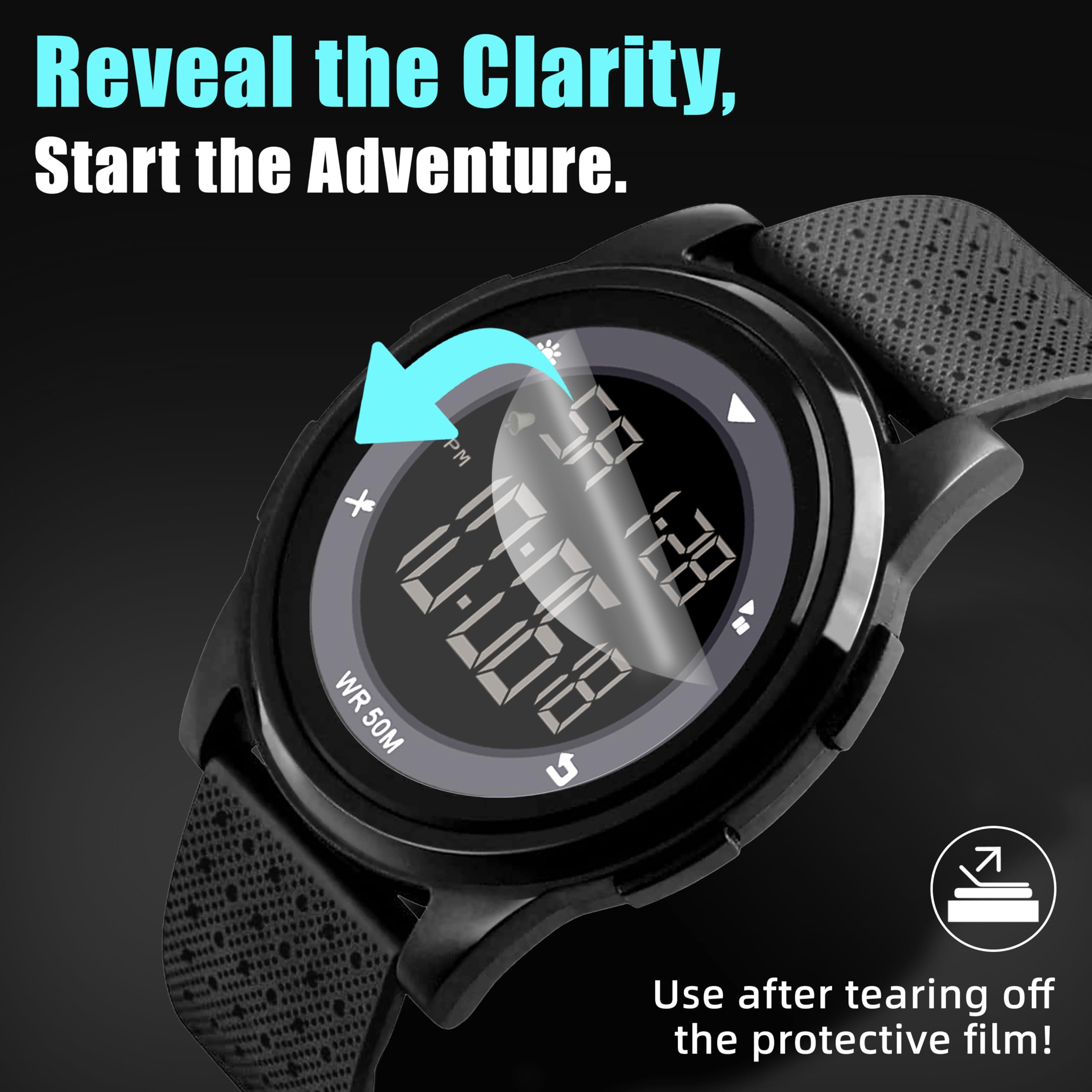 Reloj digital deportivo impermeable cronómetro alarma hora militar ultrafino hombres y mujeres reloj al aire libre, Negro -, Moderno 8