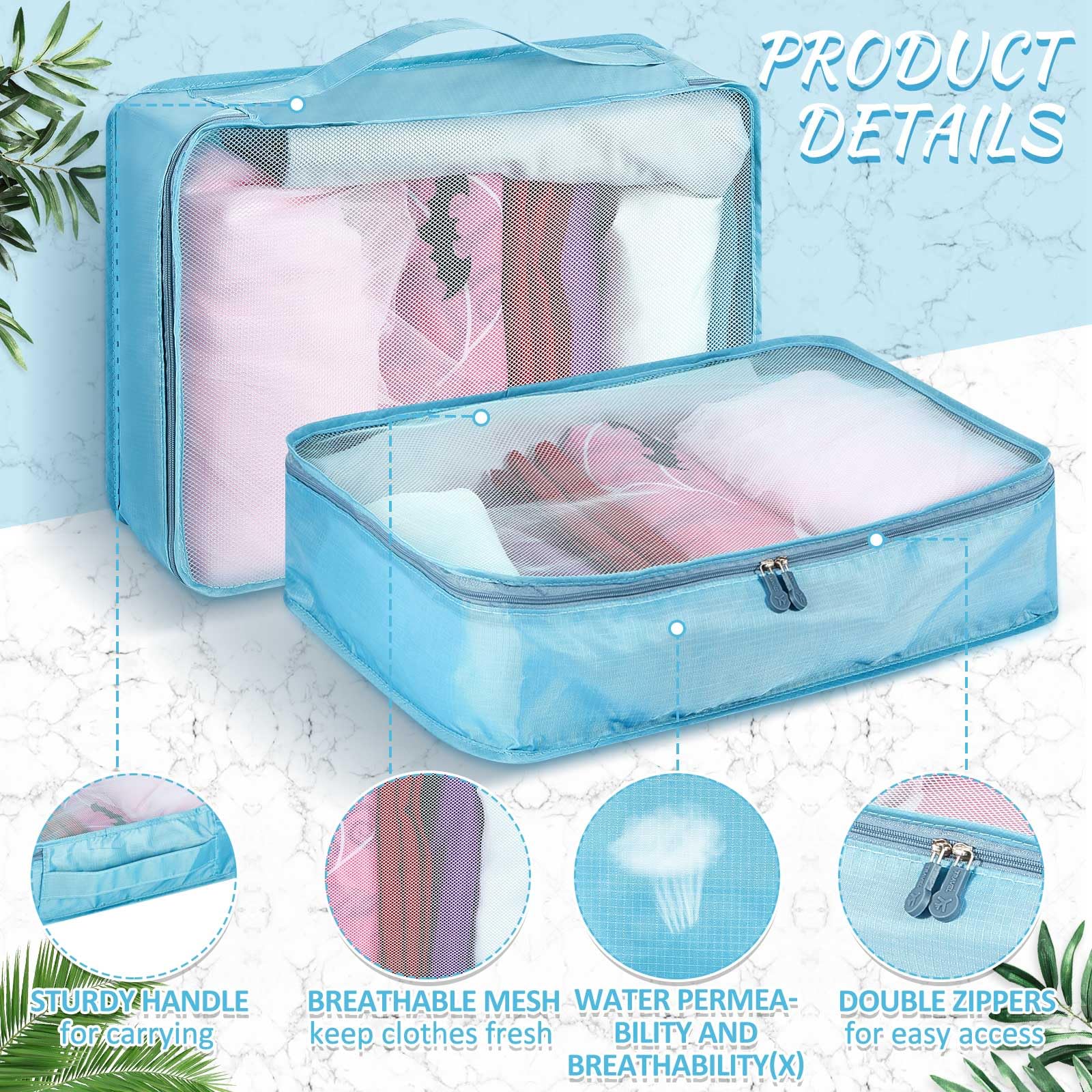 Silkfly Juego de 12 cubos de embalaje para maleta, bolsas de equipaje de viaje, organizador de malla a granel para senderismo, camping, mochileros, accesorios de ropa (azul lago, XL, L, M)