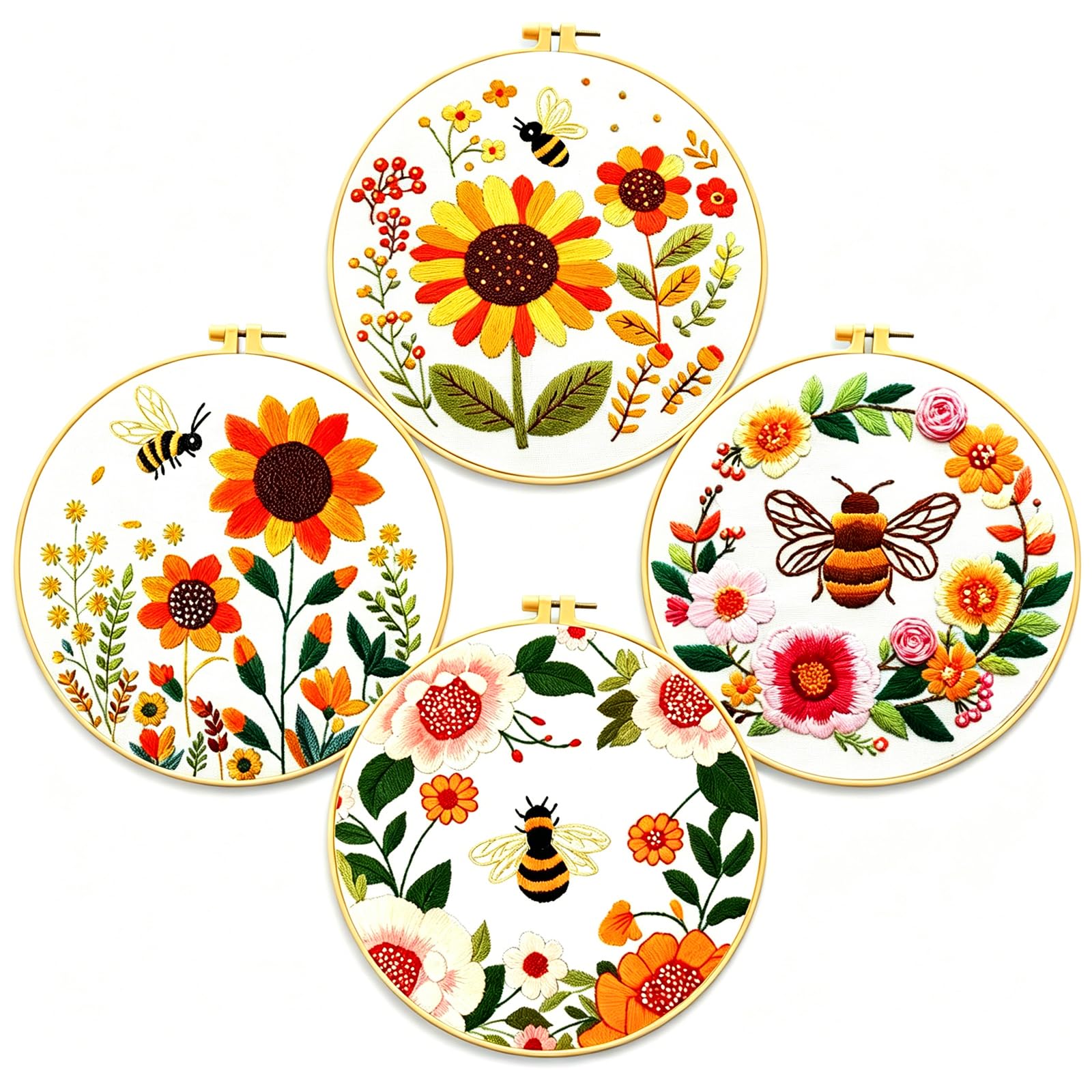 Zhenqing Kit de punto de cruz para principiantes, patrón de flores y diseño de mariposa, juego de bordado estampado (C0046)