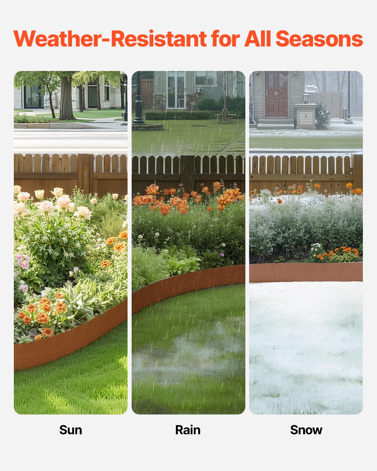 VEVOR 6 PCS Borde de Acero para Paisajismo 1016 x 203,2 x 1,5 mm Resistente a la Intemperie y Antioxidante, Cerca de Borde de Jardín de Punta de Tiburón para Parterres de Flores y Caminos de Patio