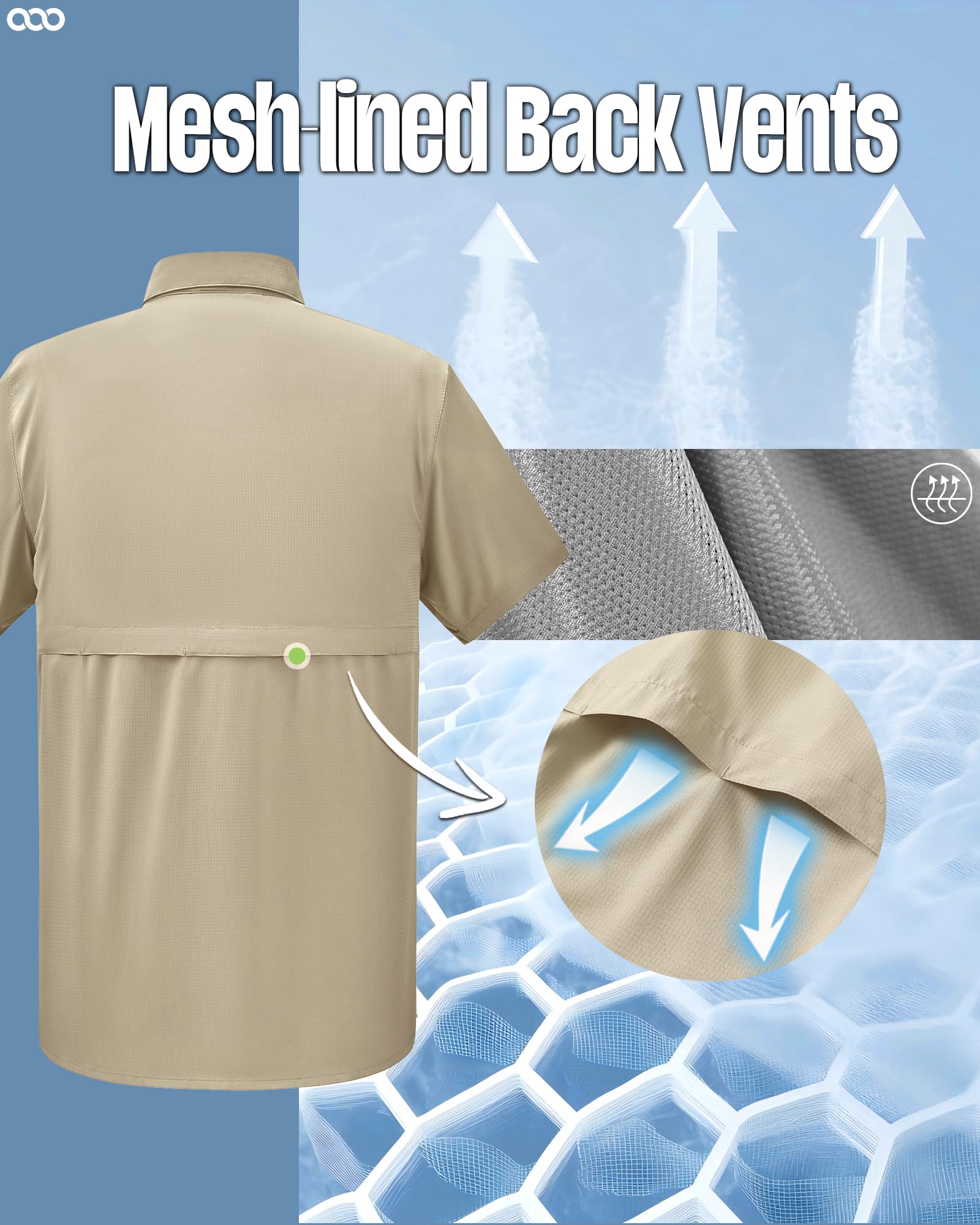 33,000ft Camisa al aire libre para hombre, manga corta, camiseta funcional de secado rápido, camisa casual para trekking, senderismo, pesca, safari golf