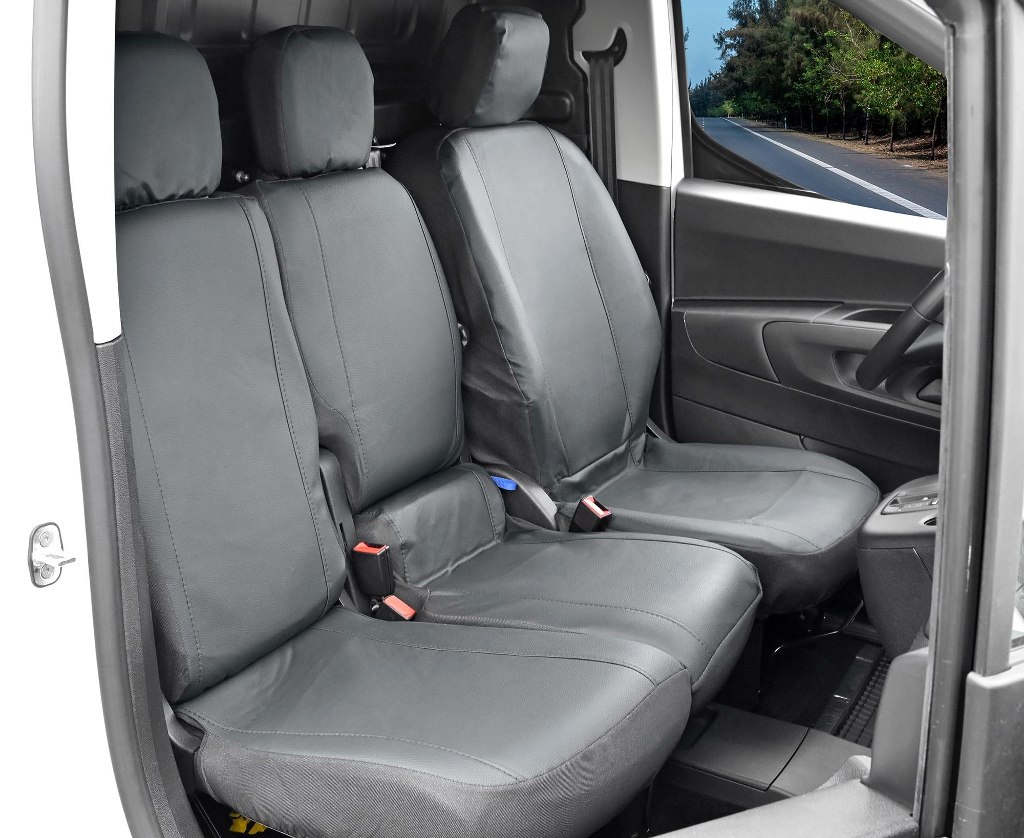 VIP Housses de siège auto en cuir synthétique sur mesure (version 3 places) compatibles avec Proace City à partir de 2019
