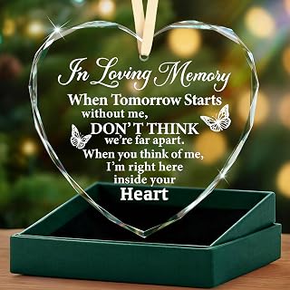 Sympathy Gifts – Heart Glass Ornament for Memorial Gifts, Bereavement, Condolence, In Loving Memory Keepsake for Loss of Mother Father Husband or Brother, Comfort Christmas Ornament Home Decor
