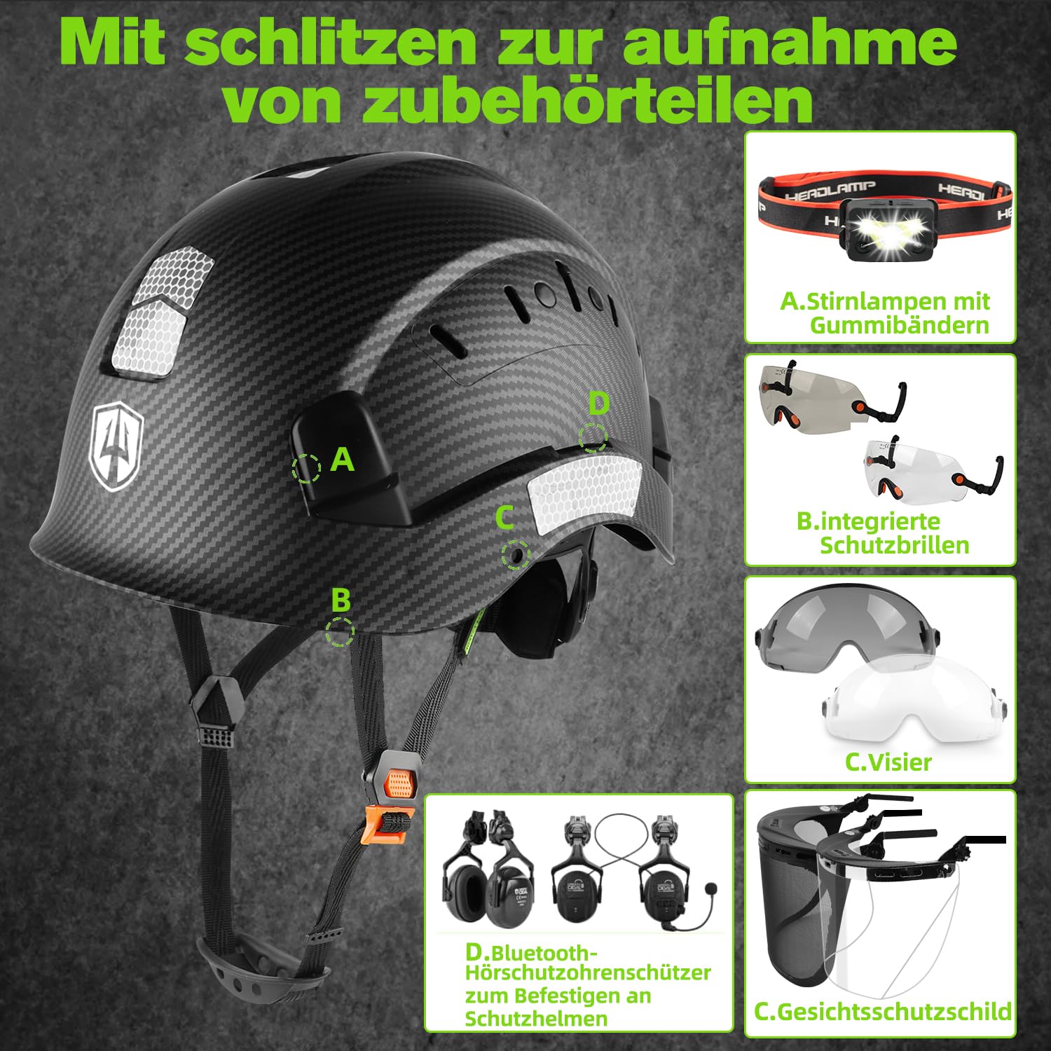 GREEN DEVIL Mervex Vent - Casco de seguridad EN 397 | ABS con suspensión de 6 puntos | Ventilado | ajuste con una sola mano 53-63 cm | para construcción e industria