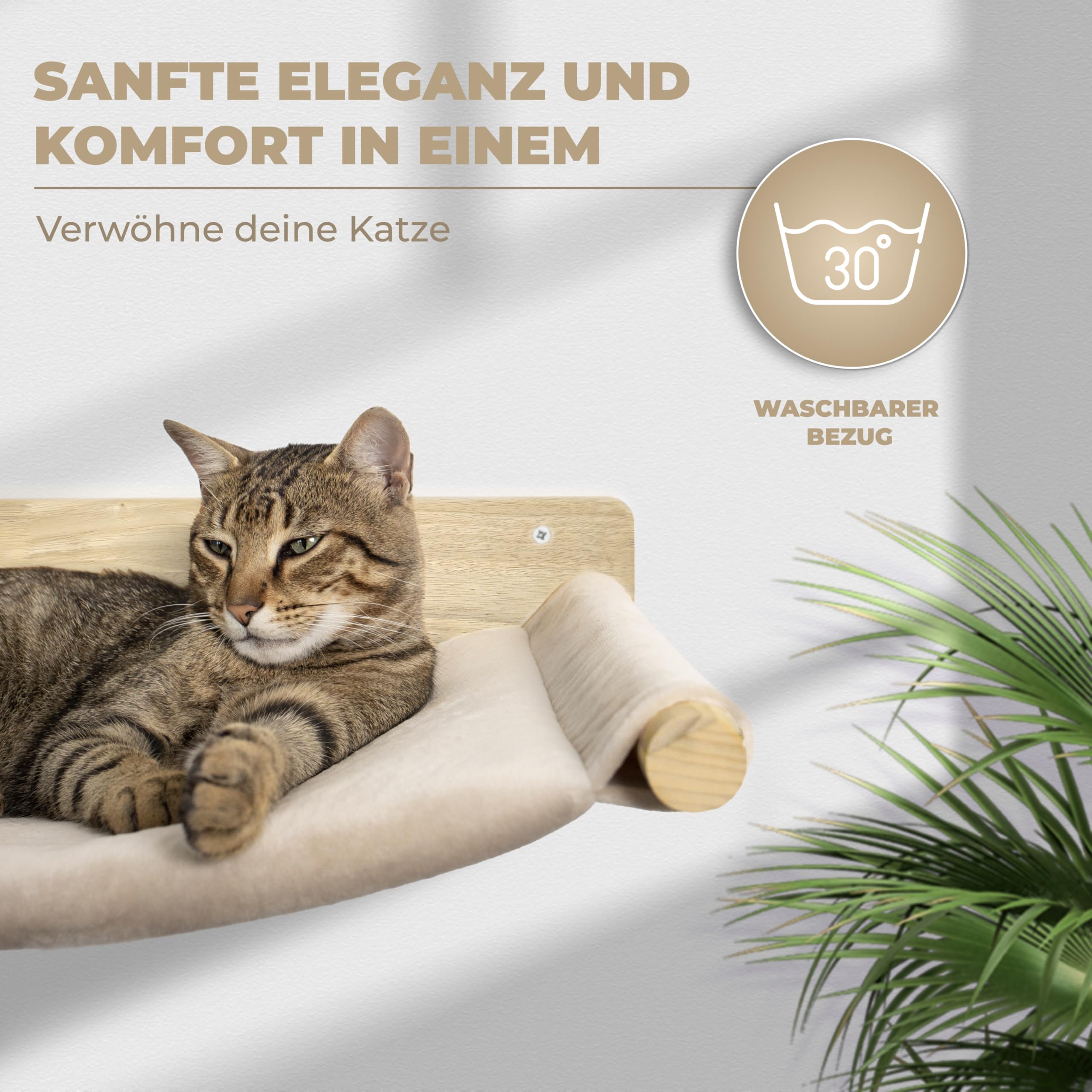 WOOWOOD® Pared de escalada para gatos – 2X Escaleras de pared para gatos [Madera maciza] – Rascador para pared – Hamaca para gatos – Rascador de pared – Muebles para gatos – Pared para gatos – Set de