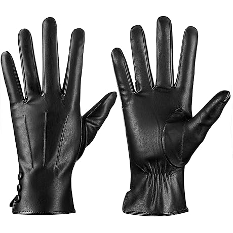 Touchscreen Leather Gloves for Women: Winter Warm Gloves with Wool Lining for Driving and Texting
