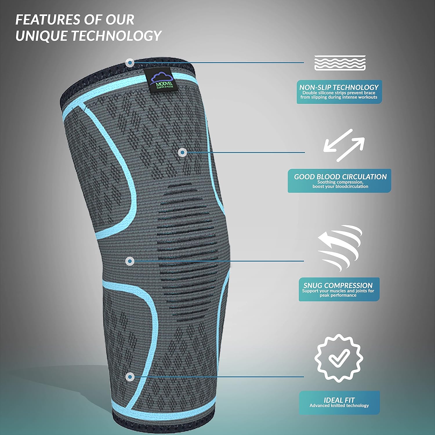 MODVEL 2 Pack Knee Brace | Knee Compression Sleeve for Men & Women | Knee Support for Running | Medical Grade Knee Pads for Meniscus Tear, ACL, Arthritis, Joint Pain Relief. : Health & Household