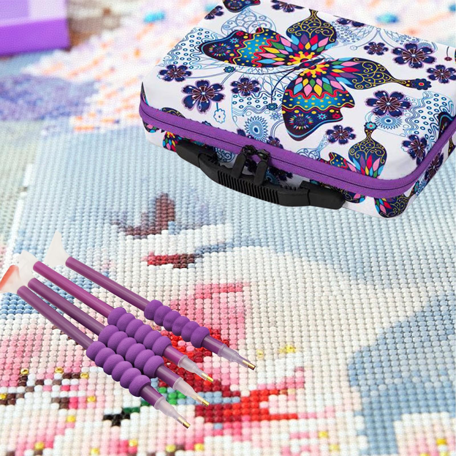 NITNOEI Boîte De Rangement 5D Diamond Painting 240 Compartiments - Kit Complet Avec Outils