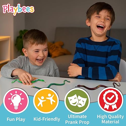 Miniatura 4 de Playbees Serpientes de juguete de goma, paquete de 12, 14 pulgadas, serpientes de juguete de plástico falso, serpientes realistas para niños,