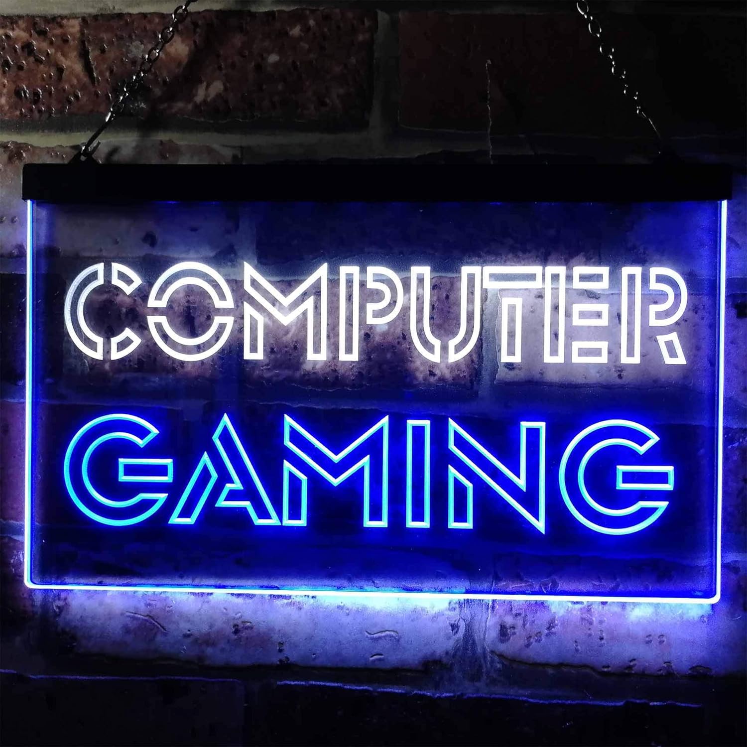 ADVPRO Computer Gaming Room Kid Man Cave Dual Color LED Neon Sign White & Blue 12" x 8.5" st6s32-i0865-wb