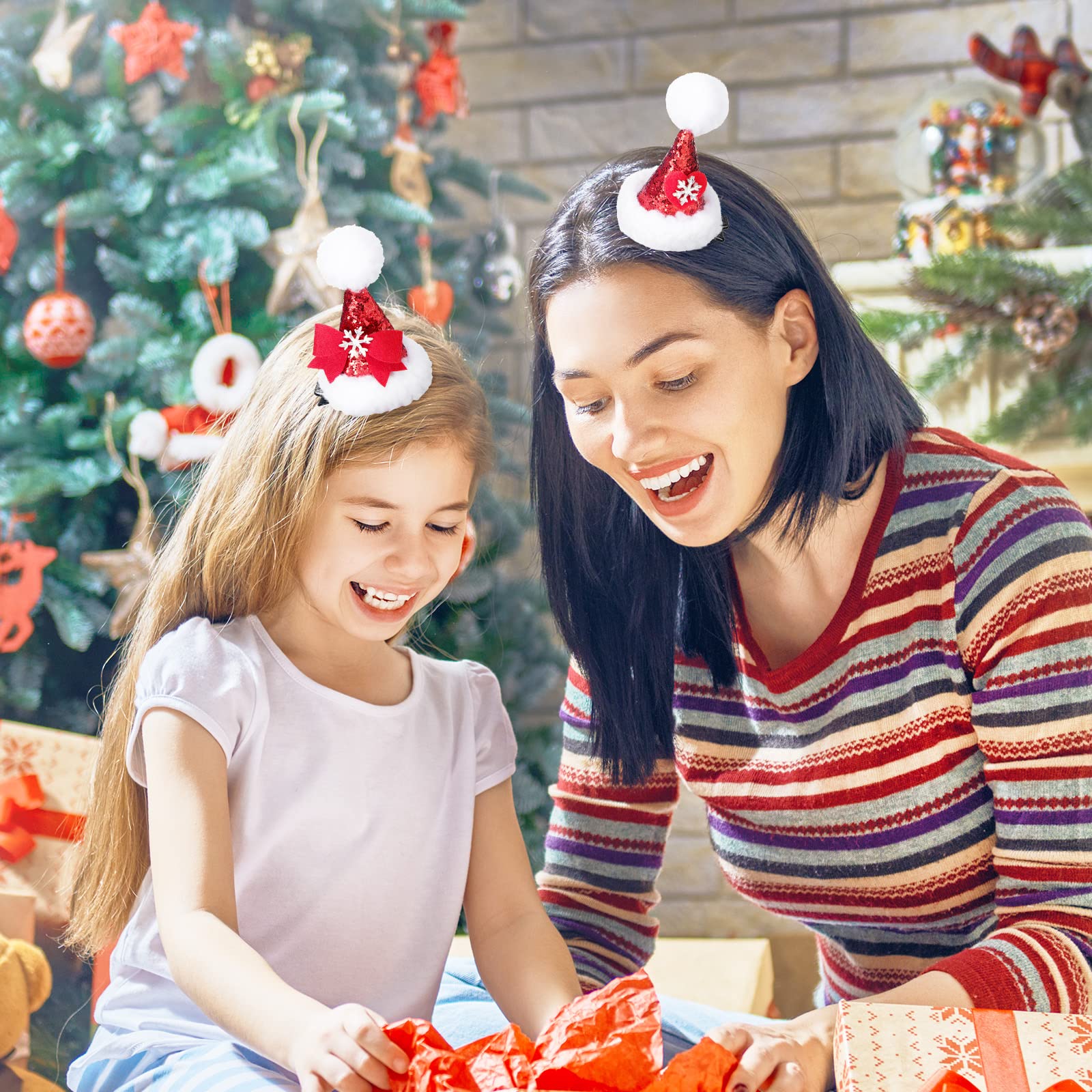 Christmas Festive Hair Clips (set of 20) | Holiday Accessories for Girls/Women 4 Pcs Christmas Hair Clips Xmas Bow Hair Accessories Cute  main image 2