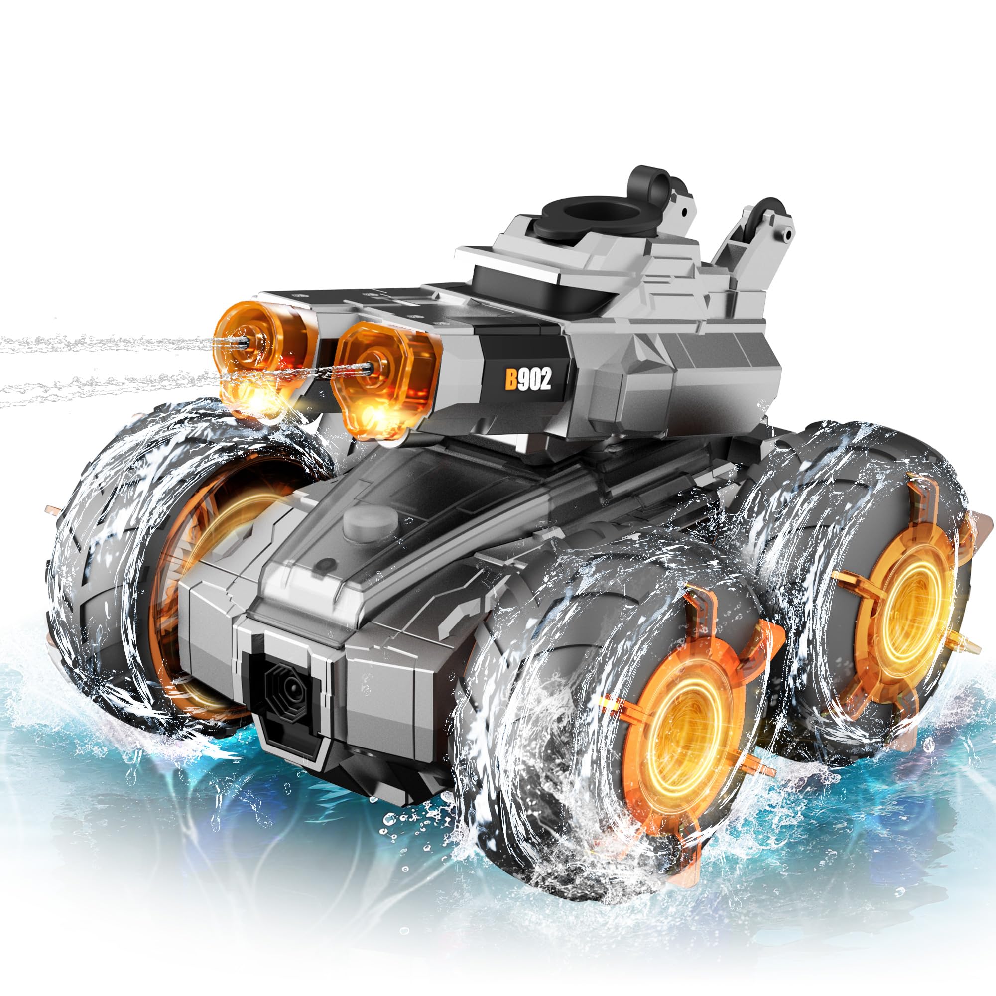 Amphibious Remote Control Car with Water Gun Waterproof RC Monster Truck Toys 4WD All-Terrain RC Cars Gesture Sensing
