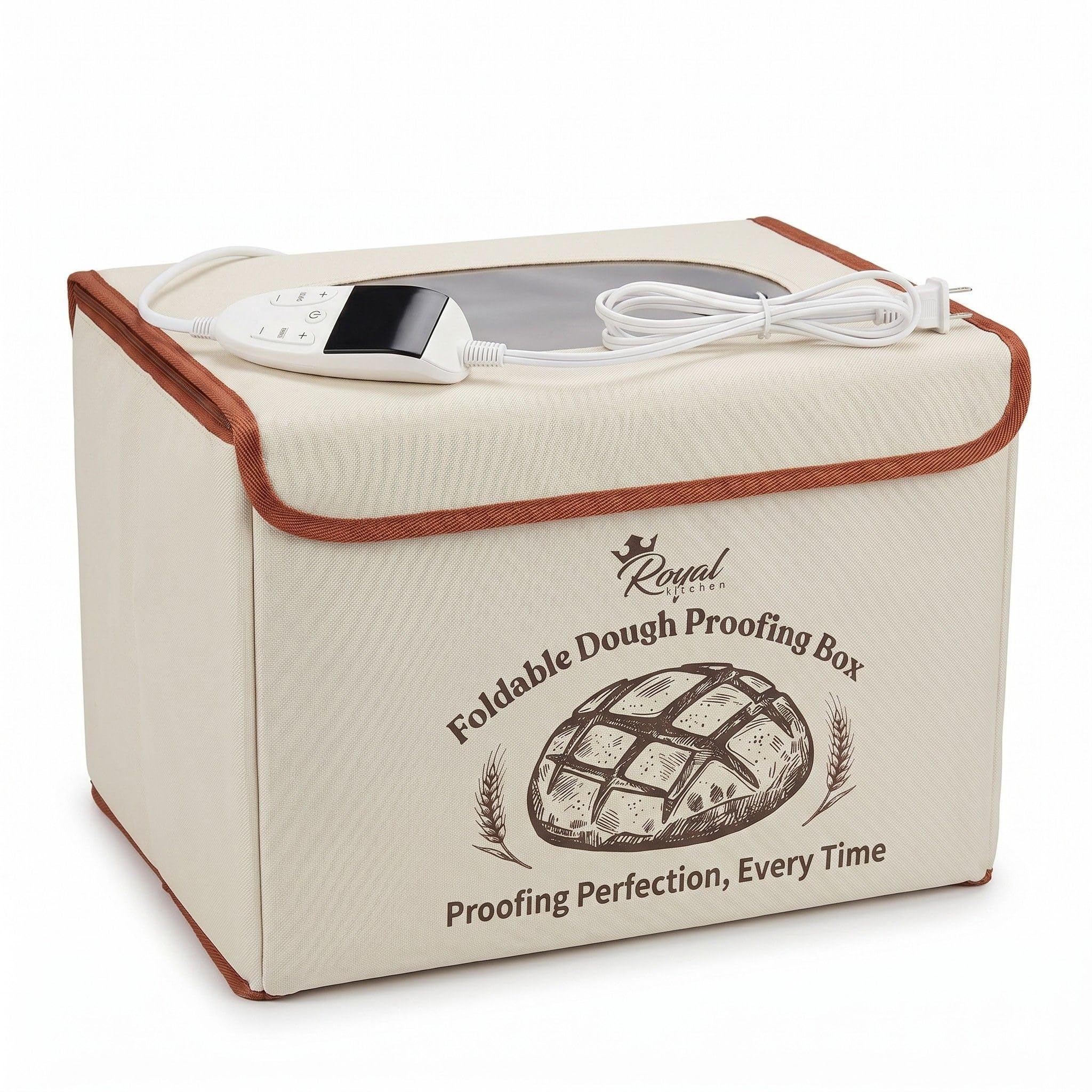Royal Kitchen Faltbare Brotgärbox mit Temperaturkontrolle (20-55.6 °C) & 48H Timer - Teigproofer perfekt für Sauerteig, Brot, Pizza, Joghurt, Kombucha - Zuverlässiger Proofer für Heimbäcker