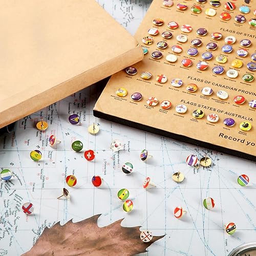Miniatura 7 de Fumete 289 unidades de banderas para mapa mundial creativos, tachuelas de pulgar de bandera nacional, tachuelas de dibujo creativo para mapa de
