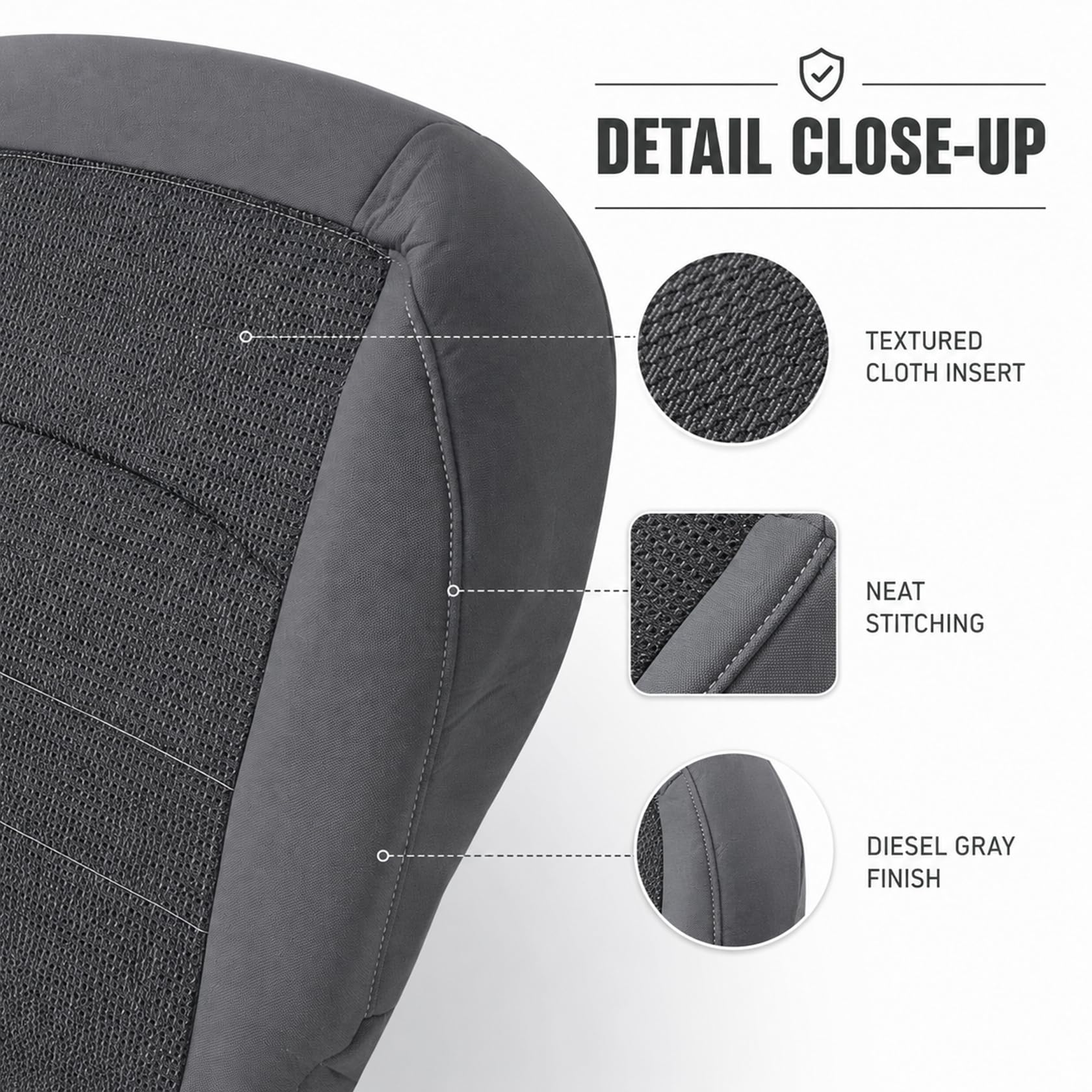 Amazon.com: FZJDSD Diesel Gray #X8 Cloth Driver Side Bottom Seat