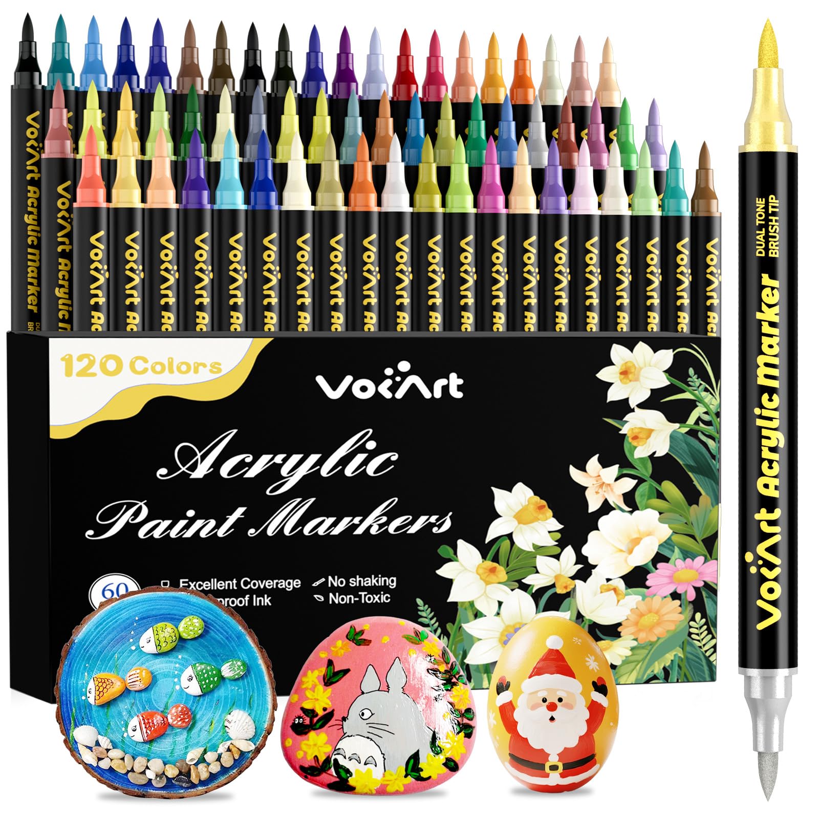 120 Colors Acrylic Paint Markers - Dual Brush Tips -1