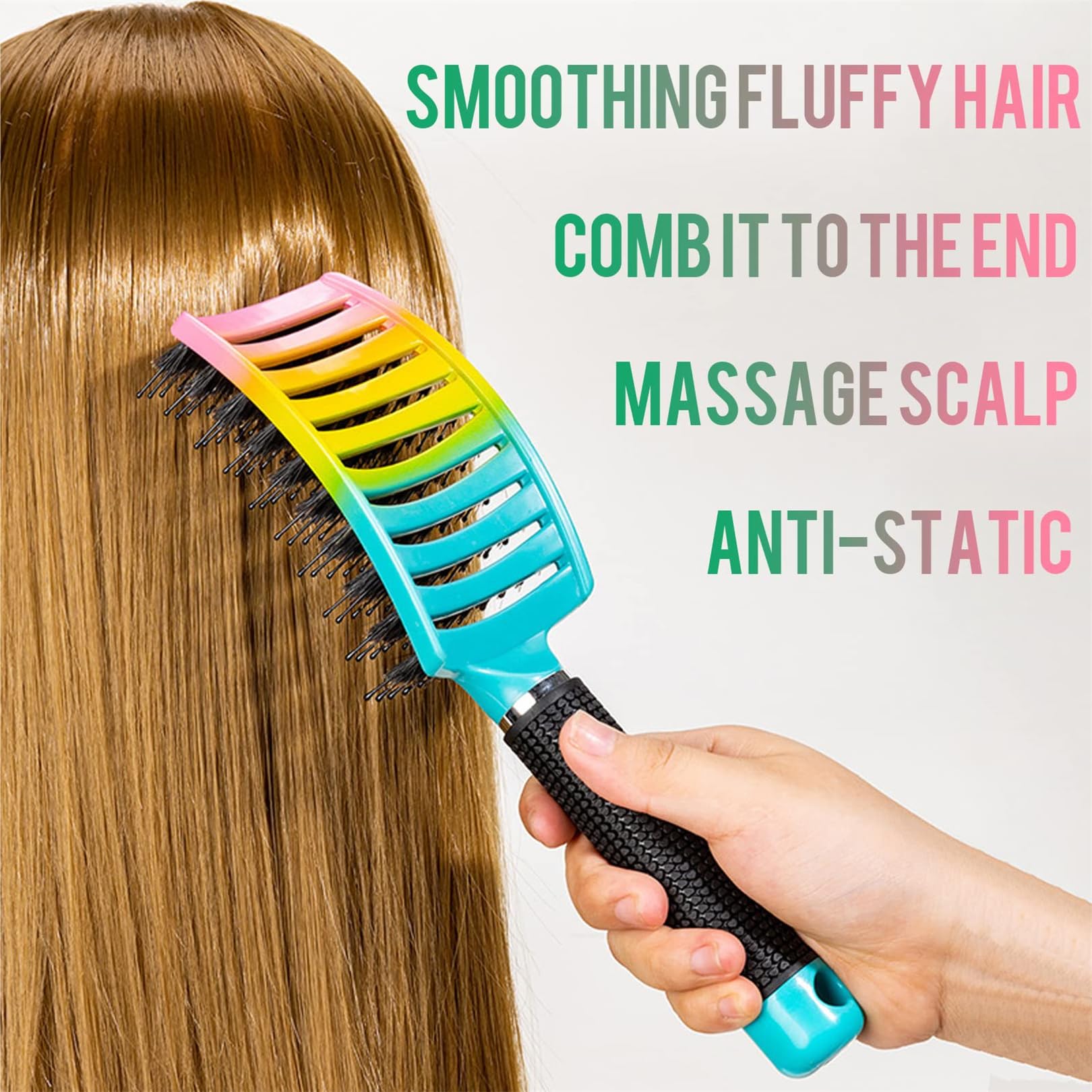 Pop Magic Detangling Hair Brush for Women and Kids Detangle Boar Bristle Paddle Hair Brush Detangler for Blow Drying Wet Hair - Image 4