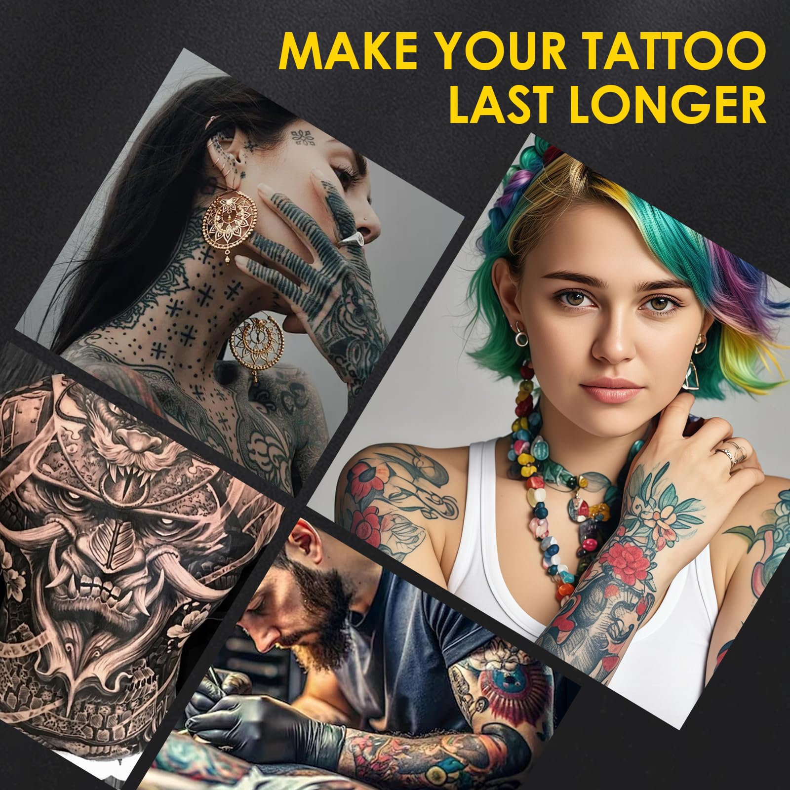 100ml Crema para Tatuajes, Tattoo Crema Cuidado, Repara la Piel Post Tattoo, Hidrata y Iluminador del Color los Tatuajes, Cuidado de la Piel Dañada, Preserva la Belleza del Tatuaje,Negro