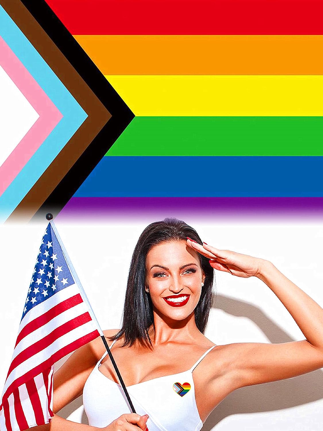 HAFILO 25/50/100 pieces Metal Hearts Inclusive Progress Pride Pin Rainbow Gay Flag LGBTQ Progressive Lapel Pins for clothing Backpack hat Pride Month Decoration Gift Bulk